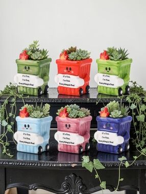 Dumpster Fire Emotional Support Succulent Planter Pot